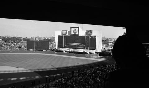 FLUSHING, NY – OCTOBER 15, 1969: General view of the outfield and scoreboard prior to Game 4 of the World Series on October 15, 1969 between the Baltimore Orioles and the New York Mets at Shea Stadium in New York, New York. (Photo by: Kidwiler Collection/Diamond Images/Getty Images)