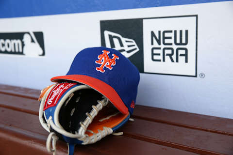 PHILADELPHIA, PA – AUGUST 12: A baseball hat and a glove sit on the bench in the dugout before a game between the New York Mets and the Philadelphia Phillies at Citizens Bank Park on August 12, 2017 in Philadelphia, Pennsylvania. The Phillies won 3-1. (Photo by Hunter Martin/Getty Images)