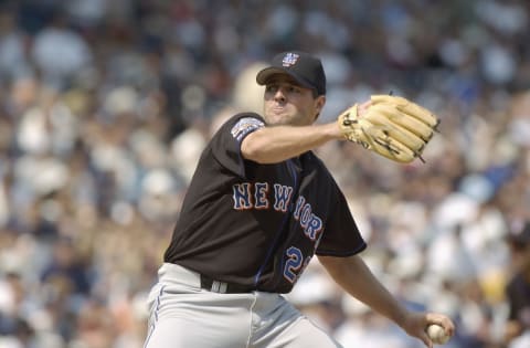 BRONX, NY – JUNE 29: Starting Pitcher Al Leiter #22 of the New York Mets throws the ball against the New York Yankees during the game on June 29, 2002 at Yankee Stadium in the Bronx, New York. The Mets beat the Yankees 11-2. (Photo by Ezra Shaw/Getty Images)