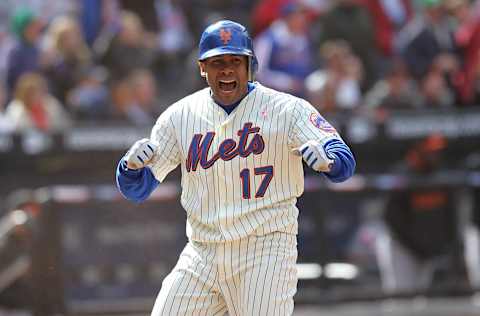 NEW YORK – MAY 09: Fernando Tatis #17 of the New York Mets celebrates scoring on a Jason Bay #44 single in the sixth inning against the San Francisco Giants at Citi Field on May 9, 2010 in the Flushing neighborhood of the Queens borough of New York City. (Photo by Nick Laham/Getty Images)