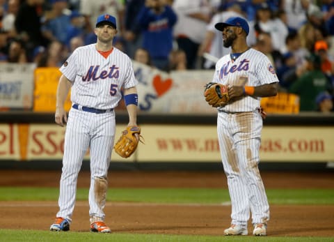 NEW YORK, NY – SEPTEMBER 29: David Wright #5 and Jose Reyes #7 of the New York Mets during a game against the Miami Marlins at Citi Field on September 29, 2018 in the Flushing neighborhood of the Queens borough of New York City. The Mets defeated the Marlins 1-0 in 13 innings. (Photo by Jim McIsaac/Getty Images)