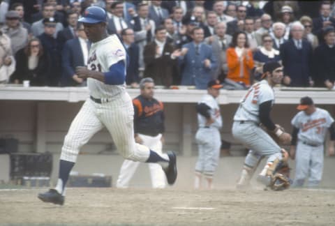 NEW YORK – OCTOBER 1969: Cleon Jones #21 of the New York Mets scores against the Baltimore Orioles during a 1969 World Series game October 1969 at Shea Stadium in the Queens borough of New York City. Jones played for the Mets in 1963 and from 1965-75. (Photo by Focus on Sport/Getty Images)