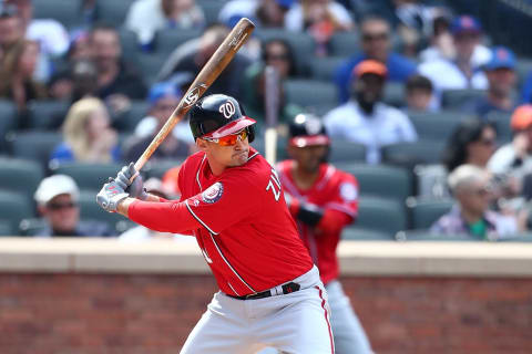 NEW YORK, NEW YORK – APRIL 07: Ryan Zimmerman #11 of the Washington Nationals in action against the New York Mets at Citi Field on April 07, 2019 in New York City. Washington Nationals defeated the New York Mets 12-9. (Photo by Mike Stobe/Getty Images)