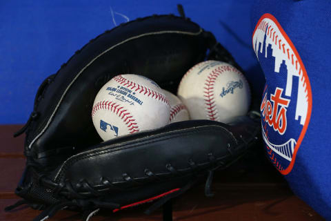 PHILADELPHIA, PA – APRIL 16: Rawlings baseballs sit in a catcher glove in the dugout of the New York Mets before a game against the Philadelphia Phillies at Citizens Bank Park on April 16, 2019 in Philadelphia, Pennsylvania. The Phillies defeated the Mets 14-3. (Photo by Rich Schultz/Getty Images)