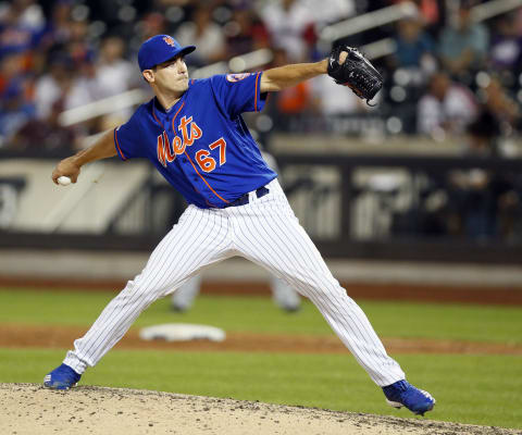 NEW YORK, NY – AUGUST 5: Pitcher Jeurys Familia #27 of the New York Mets Seth Lugo #67 of the New York Mets pitches in an MLB baseball game in the second game of a doubleheader against the Miami Marlins on August 5, 2019 at Citi Field in the Queens borough of New York City. Mets won 5-4. (Photo by Paul Bereswill/Getty Images)