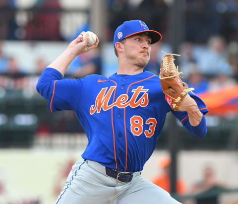 LAKELAND, FL – FEBRUARY 25: Ryley Gilliam #83 of the New York Mets pitches during the Spring Training game against the Detroit Tigers at Publix Field at Joker Marchant Stadium on February 25, 2020 in Lakeland, Florida. The Tigers defeated the Mets 9-6. (Photo by Mark Cunningham/MLB Photos via Getty Images)