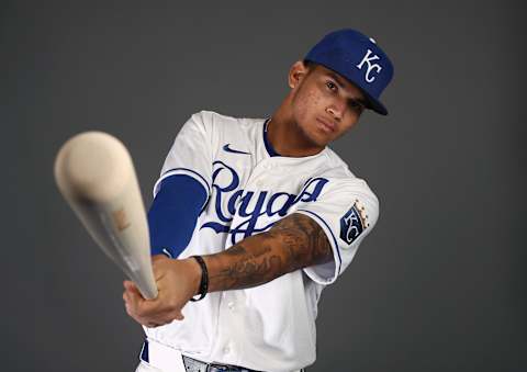 SURPRISE, ARIZONA – FEBRUARY 20: Jeison Guzman #75 of the Kansas City Royals poses during Kansas City Royals Photo Day on February 20, 2020 in Surprise, Arizona. (Photo by Jamie Squire/Getty Images)