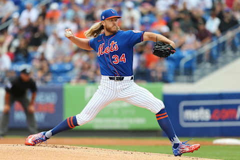 PORT ST. LUCIE, FL – MARCH 08: Noah Syndergaard #34 of the New York Mets in action against the Houston Astros during a spring training baseball game at Clover Park on March 8, 2020 in Port St. Lucie, Florida. The Mets defeated the Astros 3-1. (Photo by Rich Schultz/Getty Images)