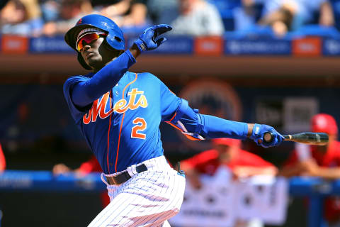 PORT ST. LUCIE, FL – MARCH 11: Ronny Mauricio #2 of the New York Mets in action against the St. Louis Cardinals during a spring training baseball game at Clover Park at on March 11, 2020 in Port St. Lucie, Florida. (Photo by Rich Schultz/Getty Images)