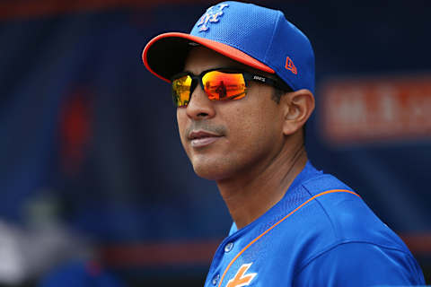 PORT ST. LUCIE, FL – MARCH 08: Manager Luis Rojas #19 of the New York Mets in action against the Houston Astros during a spring training baseball game at Clover Park on March 8, 2020 in Port St. Lucie, Florida. The Mets defeated the Astros 3-1. (Photo by Rich Schultz/Getty Images)