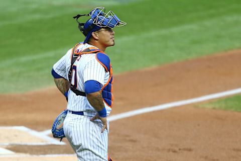 NEW YORK, NEW YORK – JULY 30: Wilson Ramos #40 of the New York Mets in action against the Boston Red Sox at Citi Field on July 30, 2020 in New York City. Boston Red Sox defeated the New York Mets 4-2. (Photo by Mike Stobe/Getty Images)