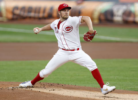 CINCINNATI, OH – SEPTEMBER 23: Trevor Bauer #27 of the Cincinnati Reds pitches during the game against the Milwaukee Brewers at Great American Ball Park on September 23, 2020 in Cincinnati, Ohio. (Photo by Michael Hickey/Getty Images)