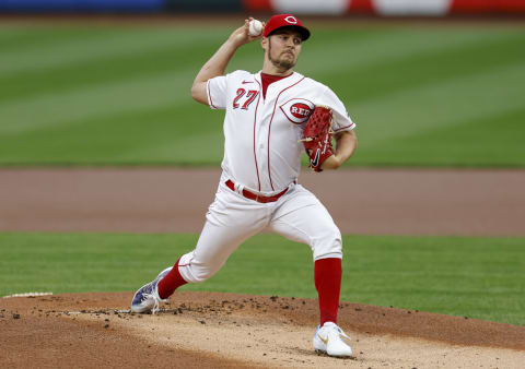 CINCINNATI, OH – SEPTEMBER 23: Trevor Bauer #27 of the Cincinnati Reds pitches during the game against the Milwaukee Brewers at Great American Ball Park on September 23, 2020 in Cincinnati, Ohio. (Photo by Michael Hickey/Getty Images)