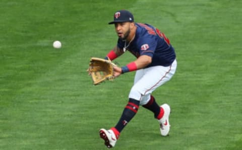 MINNEAPOLIS, MN – SEPTEMBER 30: Eddie Rosario #20 of the Minnesota Twins gets the final out in the top of the sixth inning against the Houston Astros during Game Two of the American League Wildcard series at Target Field on September 30, 2020 in Minneapolis, Minnesota. The Houston Astros swept the series and defeated the Minnesota Twins 3-1.(Photo by Adam Bettcher/Getty Images)