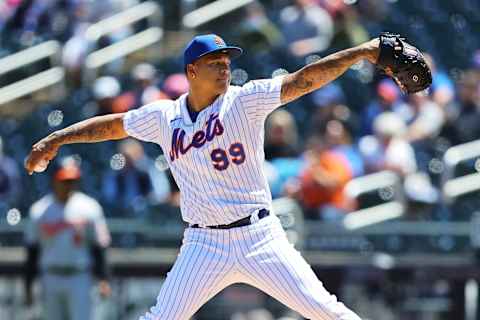 NEW YORK, NEW YORK – MAY 12: Taijuan Walker #99 of the New York Mets in action against the Baltimore Orioles at Citi Field on May 12, 2021 in New York City. New York Mets defeated the Baltimore Orioles 7-1. (Photo by Mike Stobe/Getty Images)