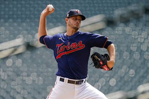 MINNEAPOLIS, MN – AUGUST 15: Jake Odorizzi #12 of the Minnesota Twins pitches against the Kansas City Royals on August 15, 2020 in game one of a doubleheader at Target Field in Minneapolis, Minnesota. (Photo by Brace Hemmelgarn/Minnesota Twins/Getty Images)