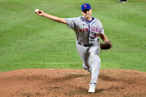 BALTIMORE, MD – SEPTEMBER 01: Jared Hughes #35 of the New York Mets pitches against the Baltimore Orioles at Oriole Park at Camden Yards on September 1, 2020 in Baltimore, Maryland. (Photo by G Fiume/Getty Images)