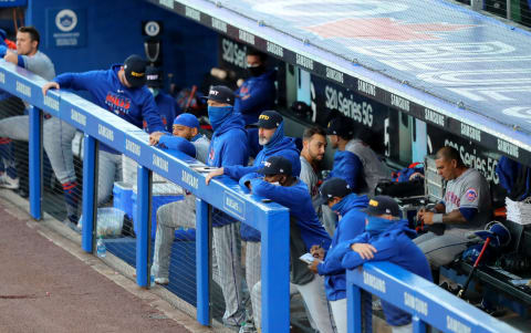 BUFFALO, NY – SEPTEMBER 11: New York Mets players watch from the dugout during a game against the Toronto Blue Jays at Sahlen Field on September 11, 2020 in Buffalo, United States. Mets beat the Blue Jays 18 to 1. (Photo by Timothy T Ludwig/Getty Images)