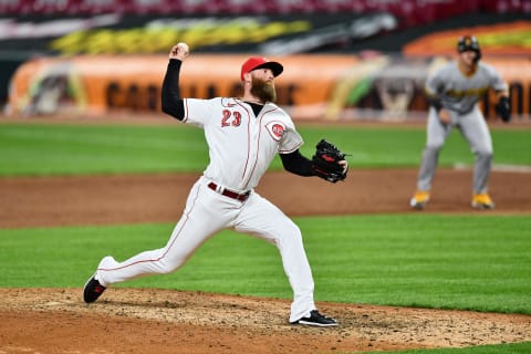 CINCINNATI, OH – SEPTEMBER 14: Archie Bradley #23 of the Cincinnati Reds pitches against the Pittsburgh Pirates during game two of a doubleheader at Great American Ball Park on September 14, 2020 in Cincinnati, Ohio. (Photo by Jamie Sabau/Getty Images)