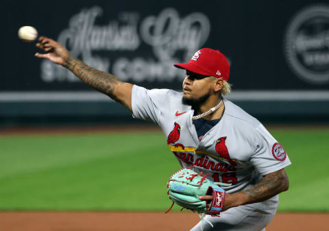 KANSAS CITY, MISSOURI – SEPTEMBER 23: Starting pitcher Carlos Martinez #18 of the St. Louis Cardinals pitches during the 2nd inning of the game against the Kansas City Royals at Kauffman Stadium on September 23, 2020 in Kansas City, Missouri. (Photo by Jamie Squire/Getty Images)