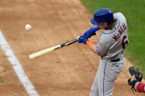 WASHINGTON, DC – SEPTEMBER 26: Jeff McNeil #6 of the New York Mets bats against the Washington Nationals during game 1 of a double header at Nationals Park on September 26, 2020 in Washington, DC. (Photo by G Fiume/Getty Images)