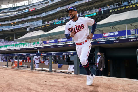 MINNEAPOLIS, MN – SEPTEMBER 29: Byron Buxton #25 of the Minnesota Twins is introduced prior to game one of the Wild Card Series between the Minnesota Twins and Houston Astros on September 29, 2020 at Target Field in Minneapolis, Minnesota. (Photo by Brace Hemmelgarn/Minnesota Twins/Getty Images)