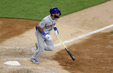 NEW YORK, NEW YORK – AUGUST 30: Amed Rosario #1 of the New York Mets in action against the New York Yankees at Yankee Stadium on August 30, 2020 in New York City. The Yankees defeated the Mets 5-2. All players are wearing #42 in honor of Jackie Robinson Day. The day honoring Jackie Robinson, traditionally held on April 15, was rescheduled due to the COVID-19 pandemic. (Photo by Jim McIsaac/Getty Images)