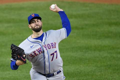 WASHINGTON, DC – SEPTEMBER 24: David Peterson #77 of the New York Mets pitches in the third inning against the Washington Nationals at Nationals Park on September 24, 2020 in Washington, DC. (Photo by Patrick McDermott/Getty Images)