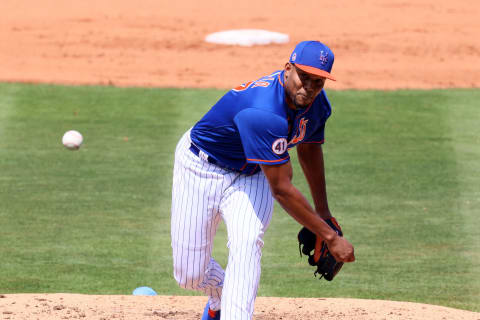 PORT ST. LUCIE, FLORIDA – MARCH 16: Jeurys Familia #27 of the New York Mets delivers a pitch against the Houston Astros in a spring training game at Clover Park on March 16, 2021 in Port St. Lucie, Florida. (Photo by Mark Brown/Getty Images)