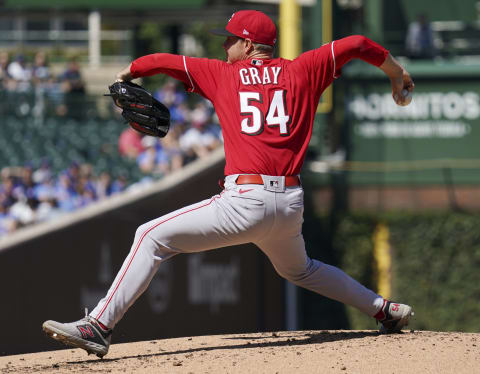 CHICAGO, ILLINOIS – SEPTEMBER 06: Sonny Gray #54 of the Cincinnati Reds throws a pitch against the Chicago Cubs at Wrigley Field on September 06, 2021 in Chicago, Illinois. (Photo by Nuccio DiNuzzo/Getty Images)