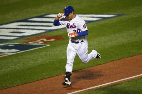 NEW YORK, NY – OCTOBER 31: Michael Conforto #30 of the New York Mets rounds the bases after hitting a solo home run in the third inning against the Kansas City Royals during Game Four of the 2015 World Series at Citi Field on October 31, 2015 in the Flushing neighborhood of the Queens borough of New York City. (Photo by Elsa/Getty Images)