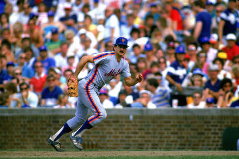 CHICAGO – UDATED: Keith Hernandez of the New York Mets fields during an MLB game at Wrigley Field in Chicago, Illinois. Keith Hernandez played for the New York Mets from 1983-1989. (Photo by Ron Vesely/MLB Photos via Getty Images)