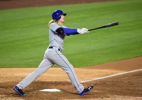 LOS ANGELES, CA – MAY 11: Noah Syndergaard #34 of the New York Mets at bat during the seventh inning having already hit two homeruns during the game against the Los Angeles Dodgers at Dodger Stadium on May 11, 2016 in Los Angeles, California. (Photo by Harry How/Getty Images)