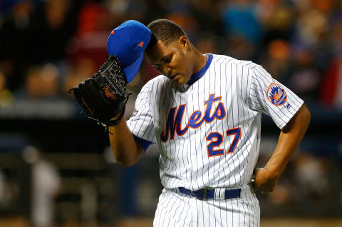 NEW YORK, NY – OCTOBER 05: (NEW YORK DAILIES OUT) Jeurys Familia #27 of the New York Mets in action against the San Francisco Giants during the National League Wild Card game at Citi Field on October 5, 2016 in the Flushing neighborhood of the Queens borough of New York City. The Giants defeated the Mets 3-0. (Photo by Jim McIsaac/Getty Images)