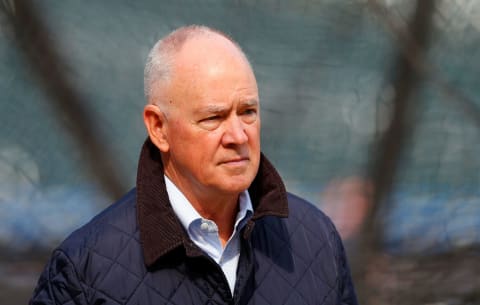 NEW YORK, NY – APRIL 03: (NEW YORK DAILIES OUT) General manager Sandy Alderson of the New York Mets looks on before a game against the Atlanta Braves during Opening Day at Citi Field on April 3, 2017 in the Flushing neighborhood of the Queens borough of New York City. The Mets defeated the Braves 6-0. (Photo by Jim McIsaac/Getty Images)