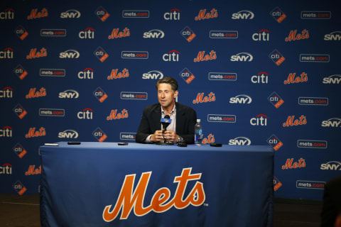 NEW YORK, NY – SEPTEMBER 30: New York Mets COO Jeff Wilpon speaks to the media prior to a game against the Miami Marlins at Citi Field on September 30, 2018 in the Flushing neighborhood of the Queens borough of New York City. (Photo by Adam Hunger/Getty Images)