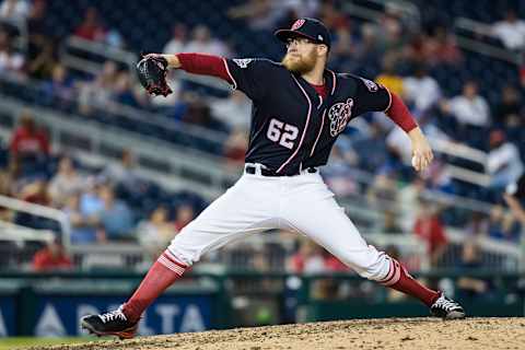 WASHINGTON, DC – SEPTEMBER 13: Sean Doolittle #62 of the Washington Nationals pitches against the Chicago Cubs during the tenth inning at Nationals Park on September 13, 2018 in Washington, DC. (Photo by Scott Taetsch/Getty Images)