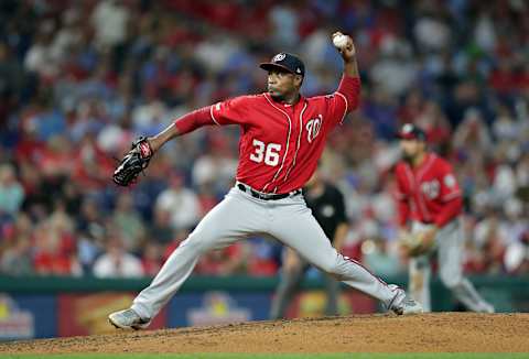 PHILADELPHIA, PA – JULY 13: Tony Sipp #36 of the Washington Nationals throws a pitch in the seventh inning during a game against the Philadelphia Phillies at Citizens Bank Park on July 13, 2019 in Philadelphia, Pennsylvania. The Nationals won 4-3. (Photo by Hunter Martin/Getty Images)