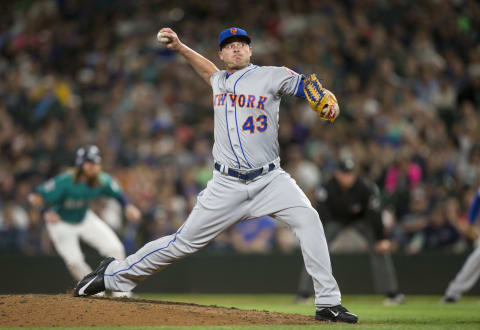 SEATTLE, WA – JULY 28: Reliever Addison Reed #43 of the New York Mets delivers a pitch during the ninth inning of an interleague game against the Seattle Mariners at Safeco Field on July 28, 2017 in Seattle, Washington. The Mets won the game 7-5. (Photo by Stephen Brashear/Getty Images)