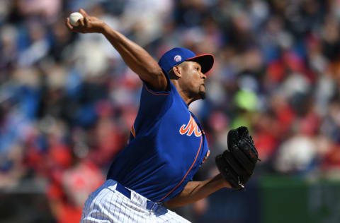 Feb 28, 2020; Port St. Lucie, Florida, USA; New York Mets relief Jeurys Familia (27) pitches in the fourth inning against the St. Louis Cardinals at Clover Park. Mandatory Credit: Jim Rassol-USA TODAY Sports