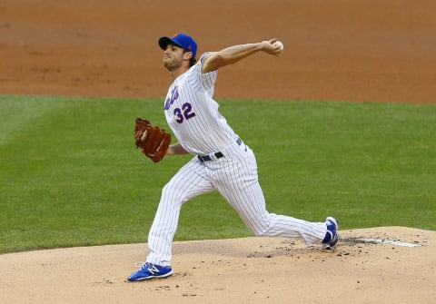 Jul 30, 2020; New York City, New York, USA; New York Mets starting pitcher Steven Matz (32) pitches against the Boston Red Sox during the first inning at Citi Field. Mandatory Credit: Andy Marlin-USA TODAY Sports