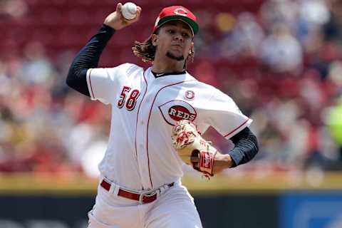 Cincinnati Reds starting pitcher Luis Castillo (58) delivers in the first inning against the Milwaukee Brewers, Thursday, July 4, 2019, at Great American Ball Park.Milwaukee Brewers At Cincinnati Reds July 4