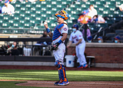 Apr 13, 2021; New York City, New York, USA; New York Mets catcher James McCann (33) at Citi Field. Mandatory Credit: Wendell Cruz-USA TODAY Sports