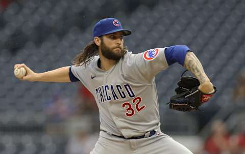 May 26, 2021; Pittsburgh, Pennsylvania, USA; Chicago Cubs starting pitcher Trevor Williams (32) delivers a pitch against the Pittsburgh Pirates during the first inning at PNC Park. Mandatory Credit: Charles LeClaire-USA TODAY Sports