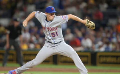 Jul 26, 2018; Pittsburgh, PA, USA; New York Mets relief pitcher Paul Sewald (51) pitches against the Pittsburgh Pirates during the seventh inning at PNC Park. Mandatory Credit: Charles LeClaire-USA TODAY Sports