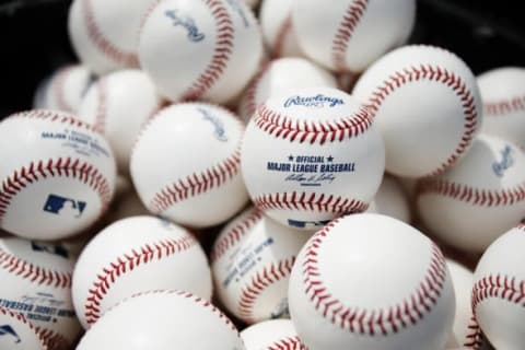 Apr 4, 2014; Denver, CO, USA; General view of a pile of baseballs before the opening day baseball game between the Colorado Rockies and the Arizona Diamondbacks at Coors Field. Mandatory Credit: Chris Humphreys-USA TODAY Sports