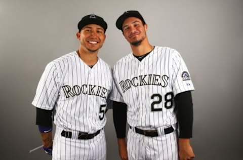 Mar 1, 2015; Scottsdale, AZ, USA; Colorado Rockies outfielder 