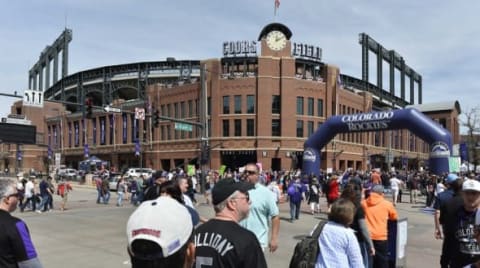 Apr 8, 2016; Denver, CO, USA; General view of fans heading to Coors Field before the game between the San Diego Padres against the Colorado Rockies. Mandatory Credit: Ron Chenoy-USA TODAY Sports