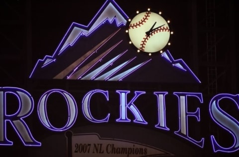 Jun 28, 2016; Denver, CO, USA; General view of the game clock at Coors Field as the game ends between the Toronto Blue Jays against the Colorado Rockies. The Blue Jays defeated the Rockies 14-9. Mandatory Credit: Ron Chenoy-USA TODAY Sports