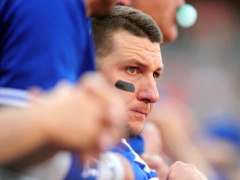 Jun 18, 2016; Baltimore, MD, USA; Toronto Blue Jays shortstop Troy Tulowitzki (2) looks on in the ninth inning against the Baltimore Orioles at Oriole Park at Camden Yards. Mandatory Credit: Evan Habeeb-USA TODAY Sports